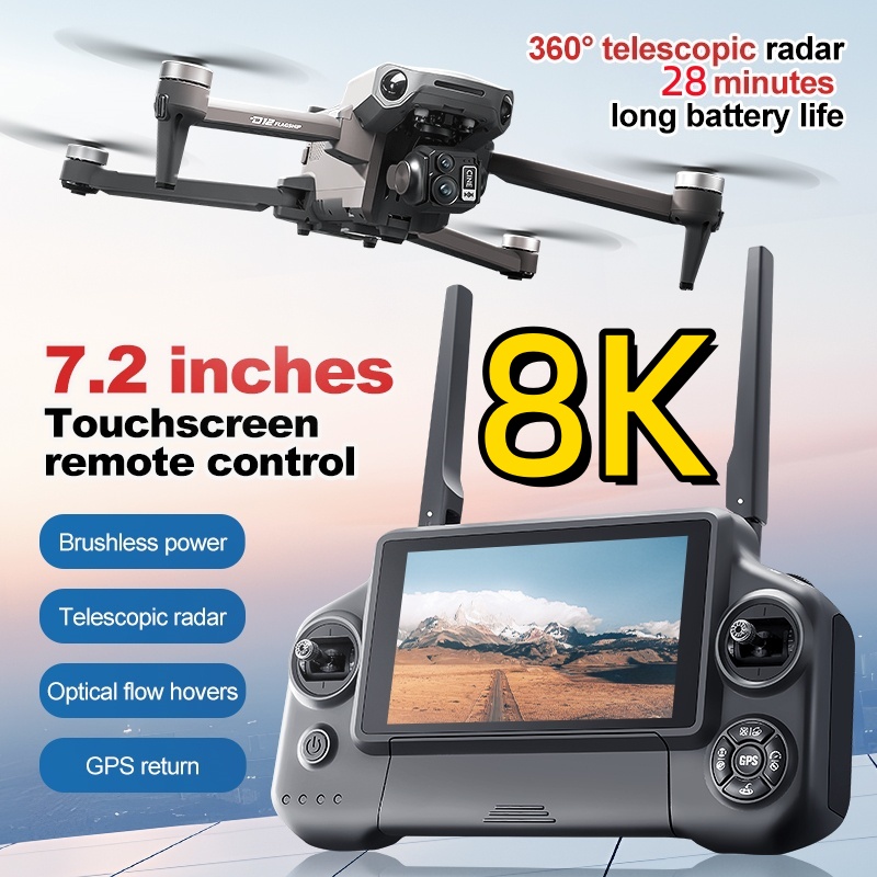 Drone RC Quadricóptero 8K com  - Drone Gimbal 3 Axis avaliação e preço