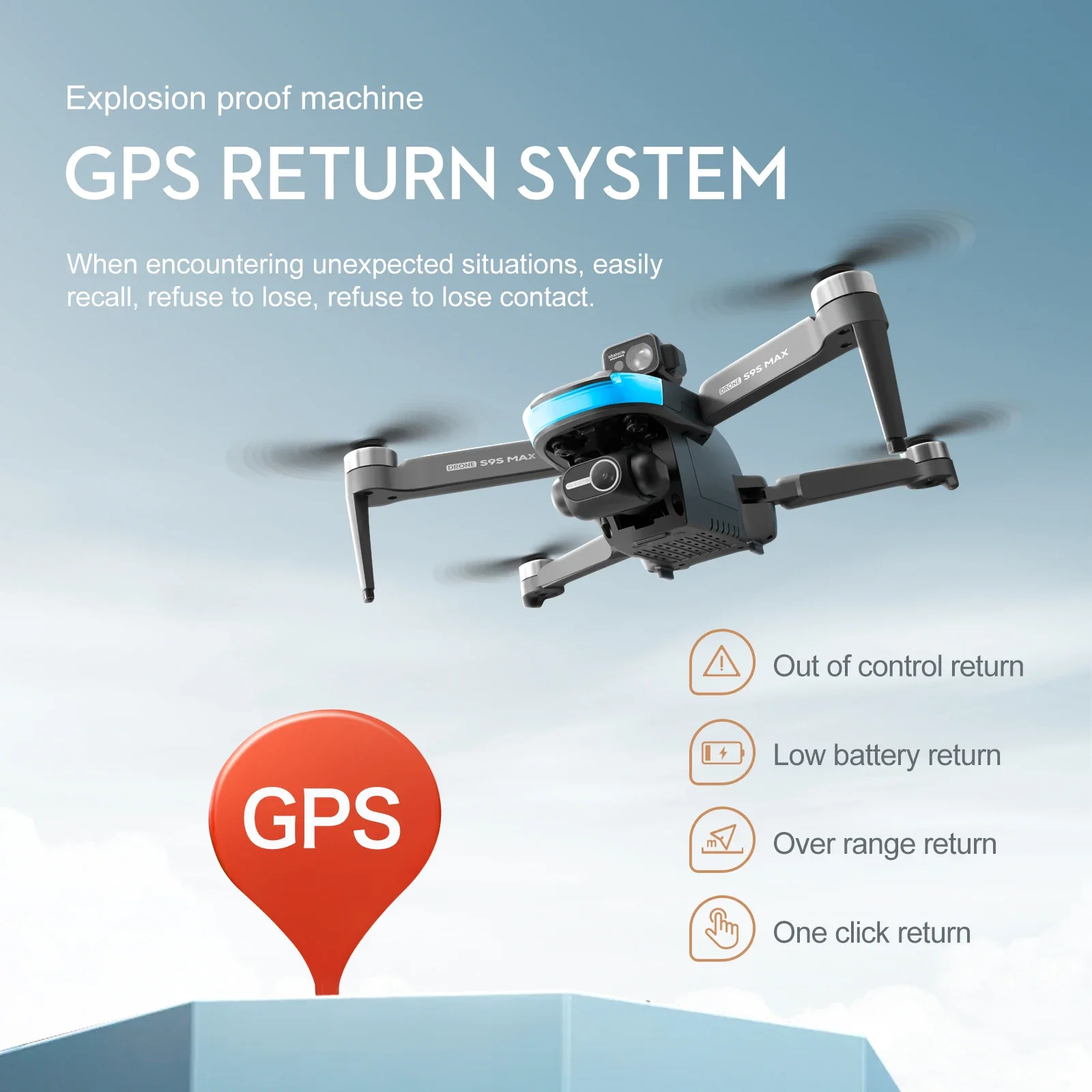 Novo s9s max mini drone 4k 2 e - Drone Gimbal Case avaliação e preço